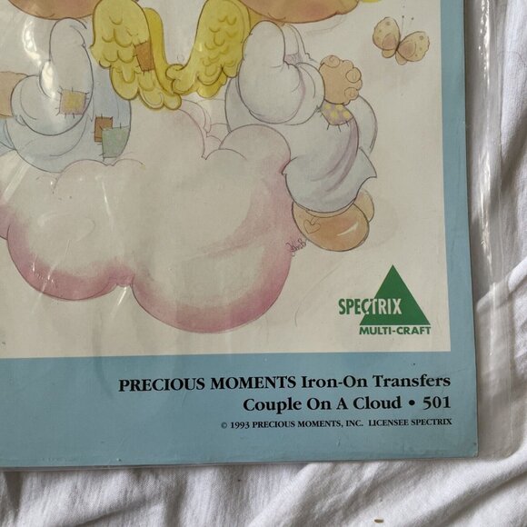 Precious Moments Iron-On Transfers Girl With Kitten & Couple On A Cloud Designs - Picture 7 of 9